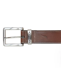 Nautica Men's Leather Jean Belt with Signature Engraved Keeper