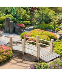 Outsunny 5ft Wooden Garden Bridge Lawn Decor Arc Stained Finish Walkway Natural