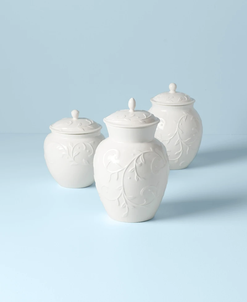 Lenox Opal Innocence Carved Set of 3 Kitchen Canisters