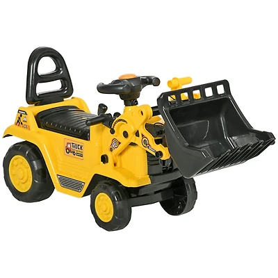 Homcom Kids Ride on Tractor with Storage, Excavator Scooter Gift for Kids