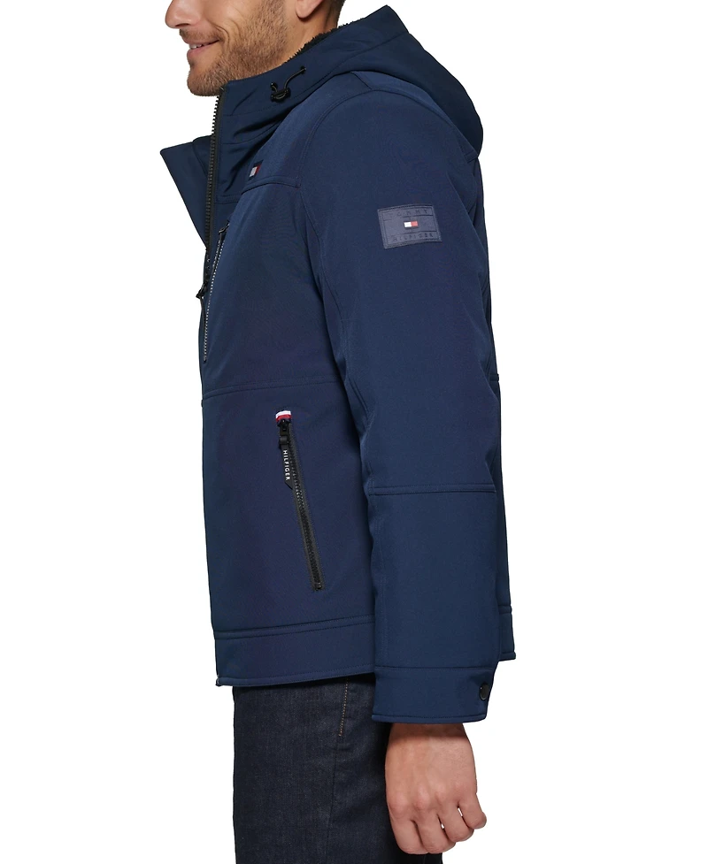Tommy Hilfiger Men's Sherpa-Lined Softshell Hooded Jacket