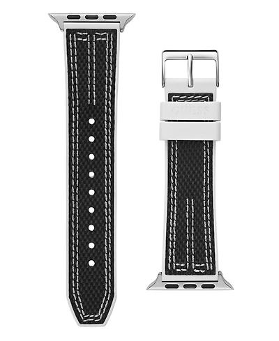 Guess Men's Black Nylon on White Silicone band compatible with Apple 42mm, 43mm, 44mm watch