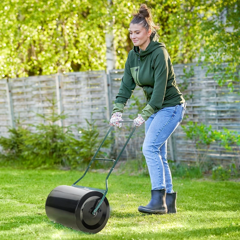 Outsunny 202.2 lbs Combination Push/Tow Lawn Roller Filled w/ or Water
