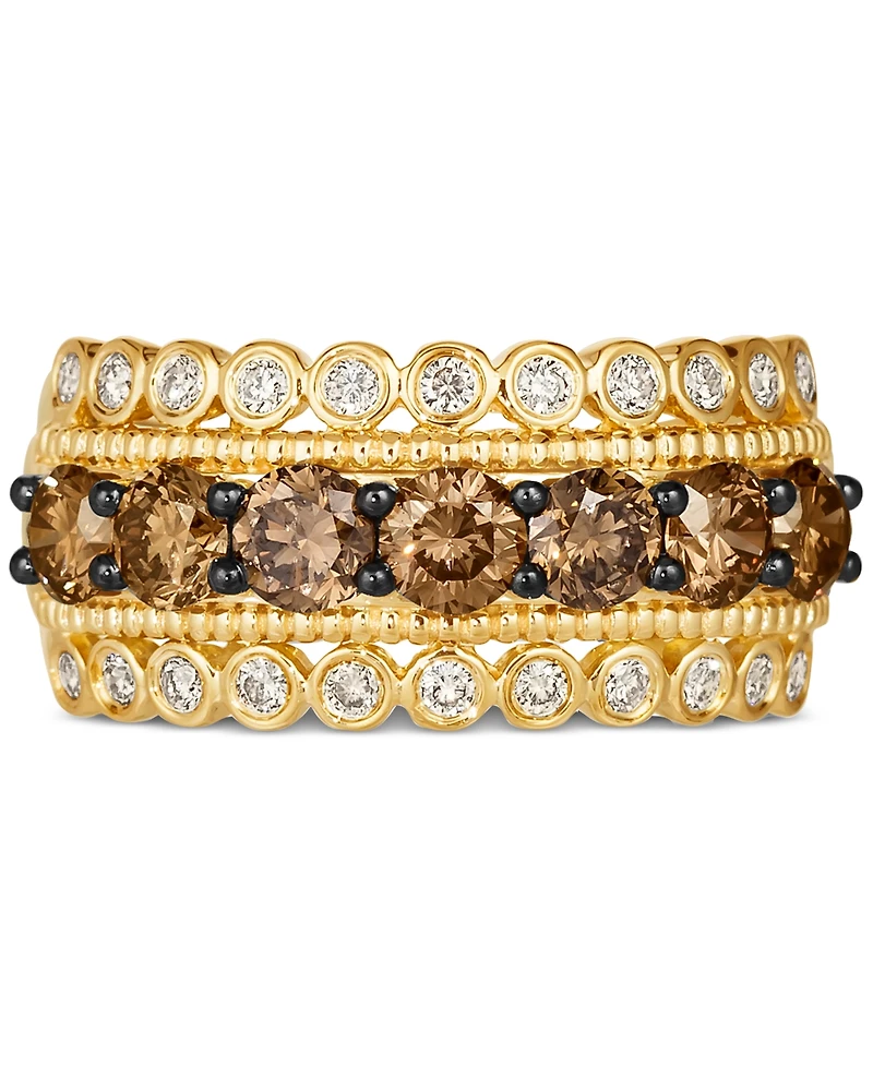Le Vian Chocolate Diamond (1-1/4 ct. t.w.) & Nude (1/3 Multirow Ring 14k Gold (Also Available Rose or White Gold)