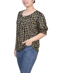 Petite Printed Balloon Sleeve Top