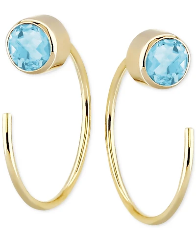 Amethyst Bezel Threader Earrings (3/8 ct. t.w.) 14k Gold (Also Swiss Blue Topaz & Citrine)