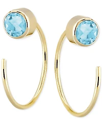 Amethyst Bezel Threader Earrings (3/8 ct. t.w.) 14k Gold (Also Swiss Blue Topaz & Citrine)