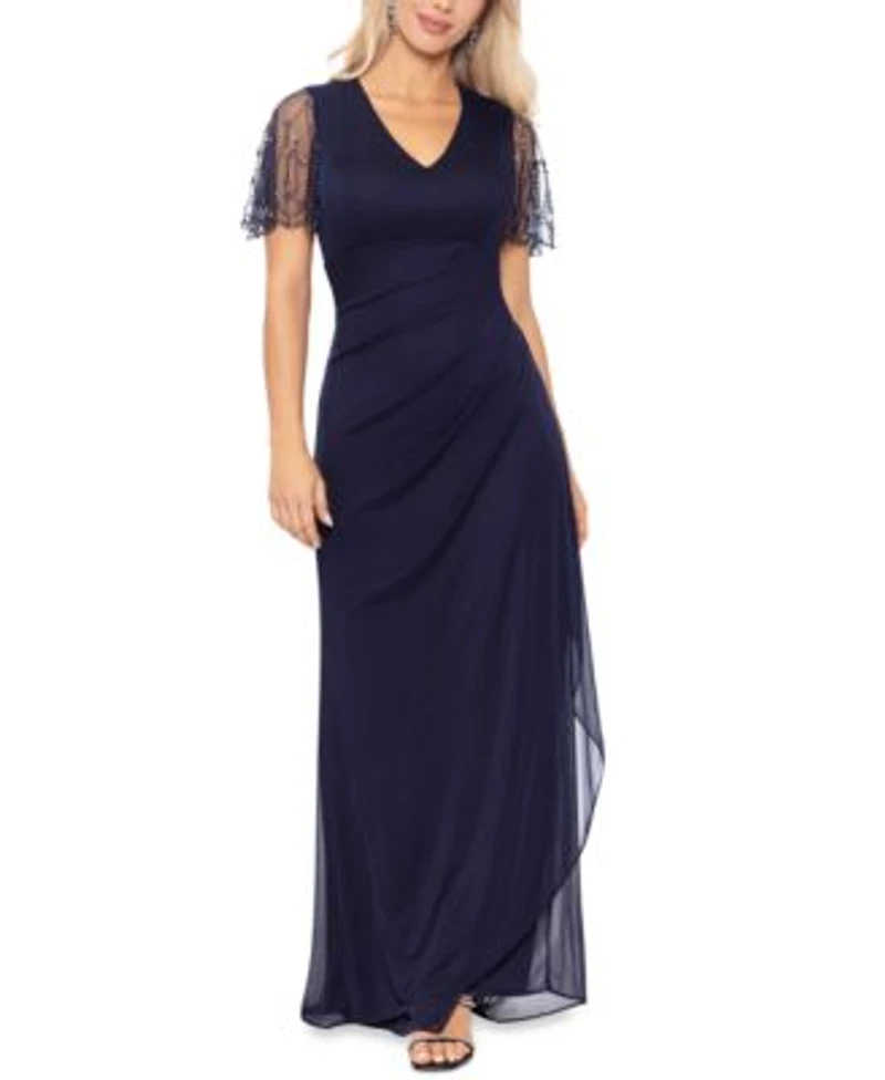 Xscape Womens Lace Sleeve Gown 2p 24w