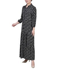 Ny Collection Petite 3/4 Sleeve Crinkle Tiered Maxi Dress