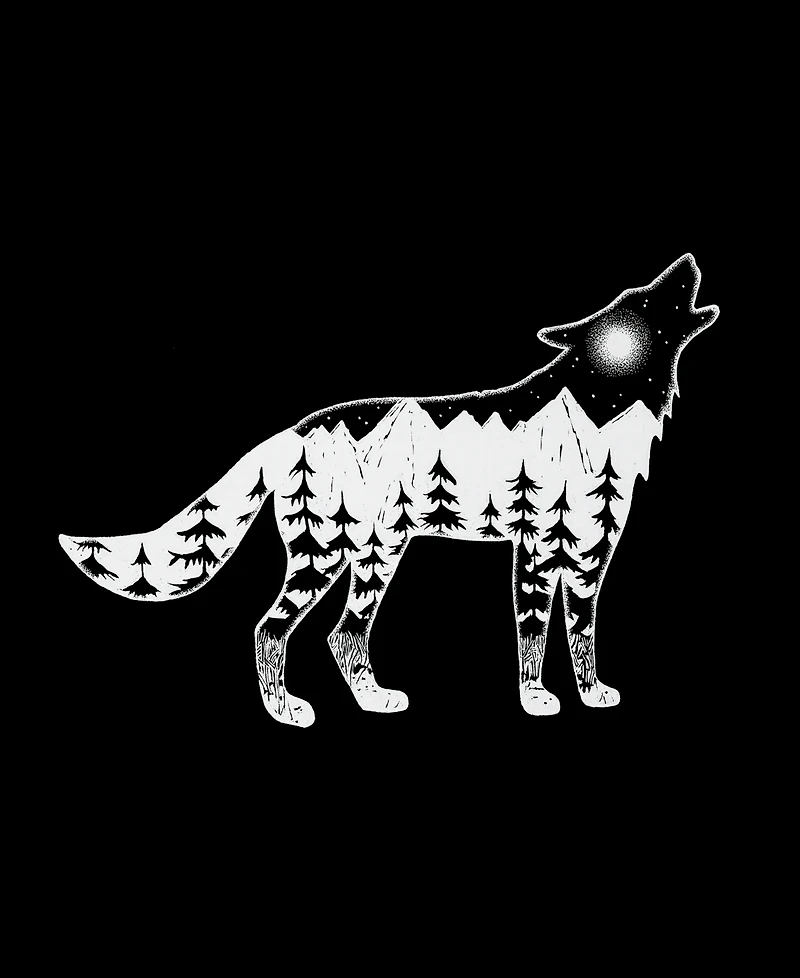 La Pop Art Men's Howling Wolf Word Long Sleeves T-shirt