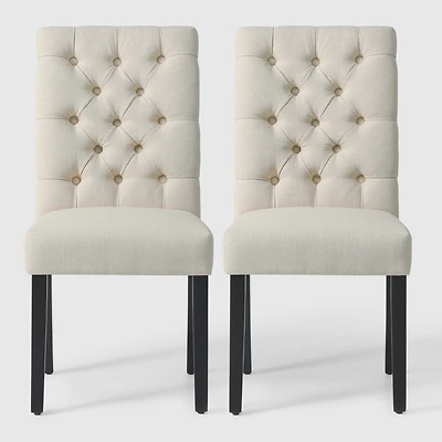 WestinTrends Upholstered Button Tufted Dining Side Chair Set of 2