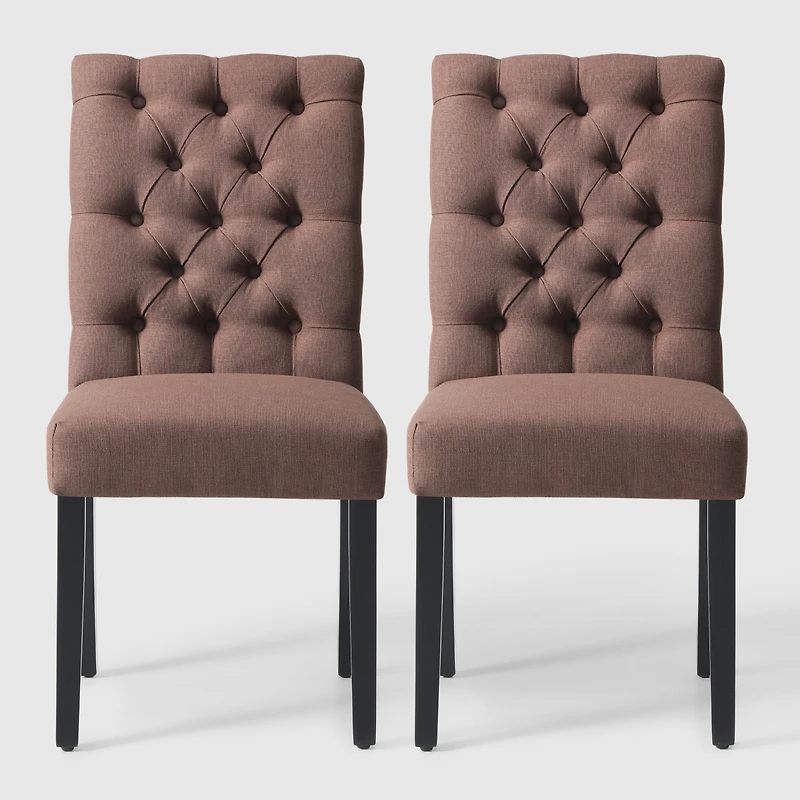 WestinTrends Upholstered Button Tufted Dining Side Chair Set of 2
