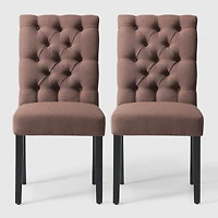 WestinTrends Upholstered Button Tufted Dining Side Chair Set of 2
