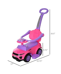 Aosom 3 in 1 Push Car, Sliding Car with Horn Music Light