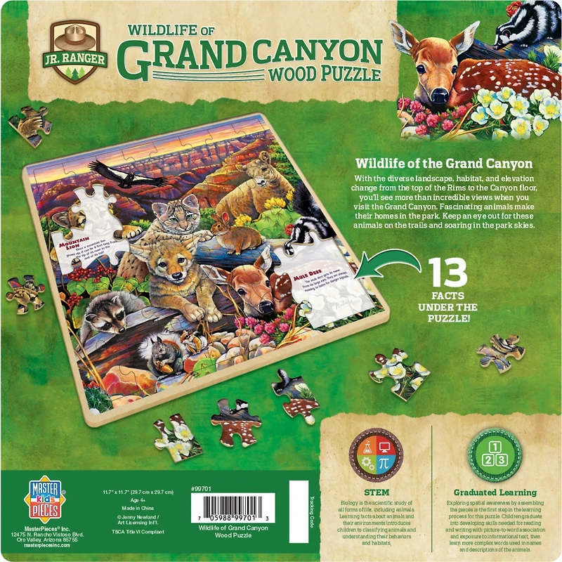 Masterpieces Jr. Ranger - Wildlife of the Grand Canyon 48 Piece Wood Puzzle