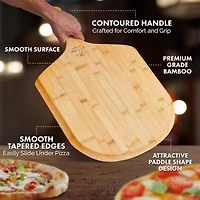 Authentic Bamboo Pizza Peel Wood with Easy Glide Edges & Handle For Transferring & Serving