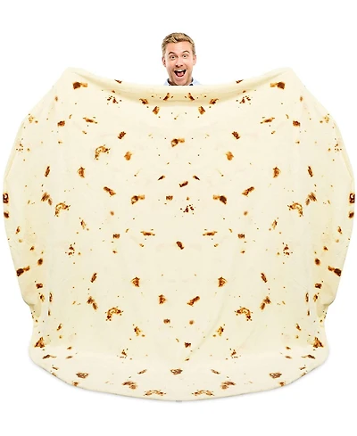 Zulay Kitchen Novelty Throw Tortilla Blanket Flour Tortilla Design - 60 Inches