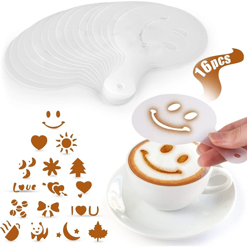 Plastic Stencils for Latte Art 16-Pc.