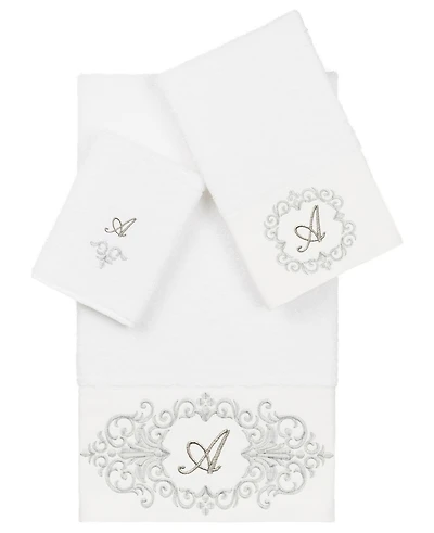 Linum Home Turkish Cotton Monica Embellished Towel 3 Piece Set - White