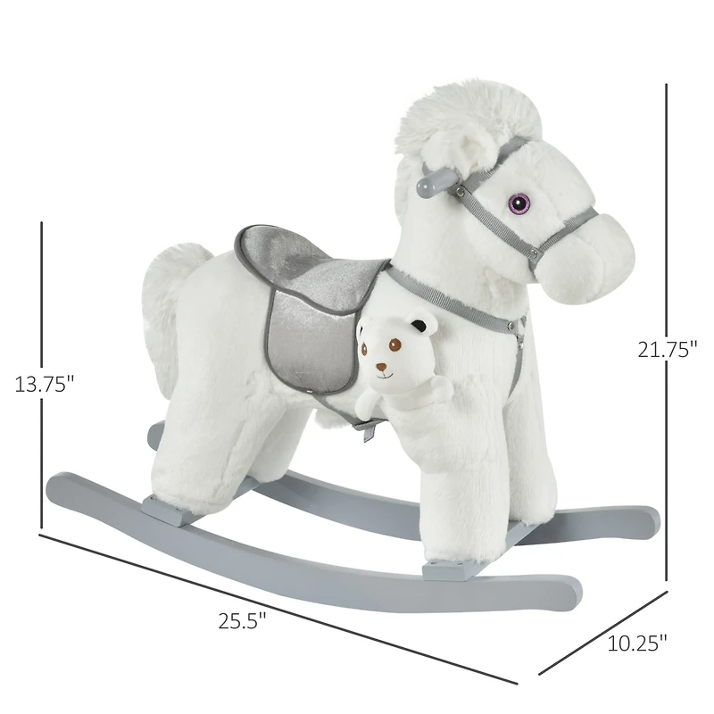 Qaba Kids Plush Ride-On Rocking Horse Toy Chair w/ Soft Plush Toy