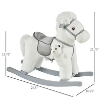 Qaba Kids Plush Ride-On Rocking Horse Toy Chair w/ Soft Plush Toy