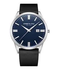 Kenneth Cole New York Men's Modern Classic Black Genuine Leather Strap Watch 42mm
