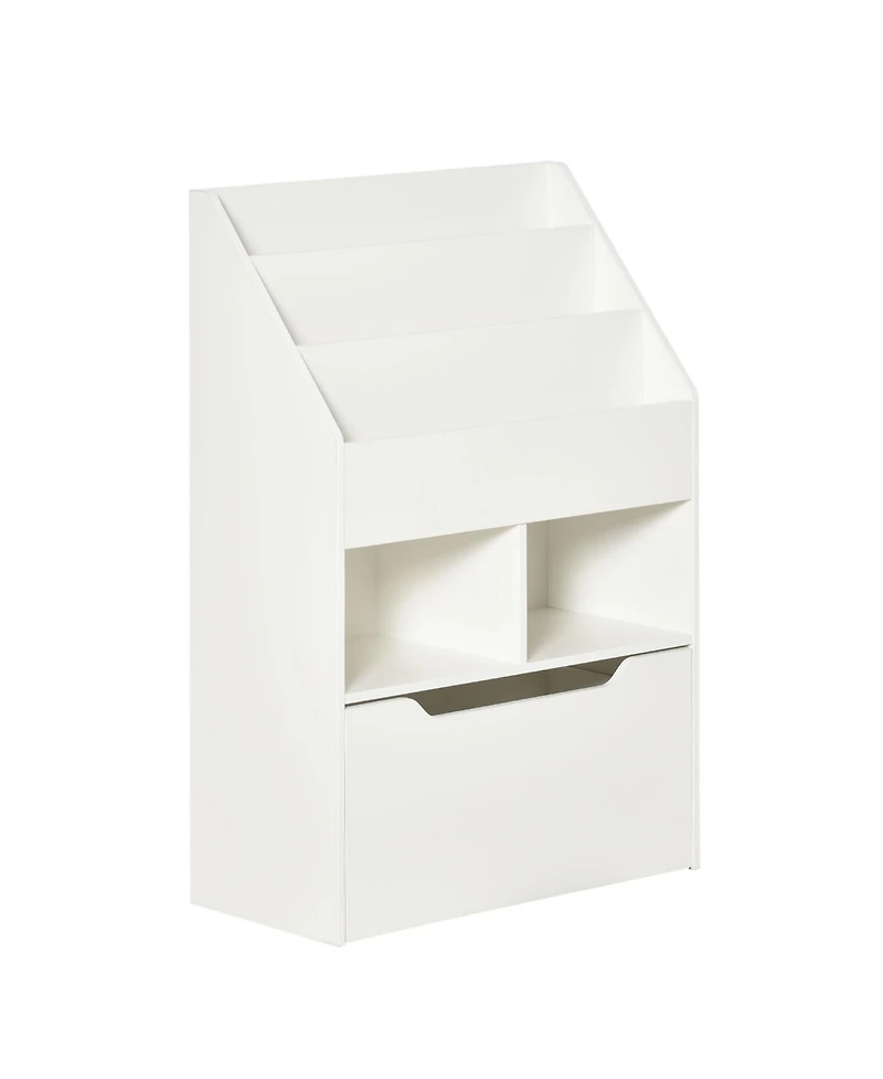 Homcom Kids Storage Bookcase Stand with Drawer for Toys & Books, White