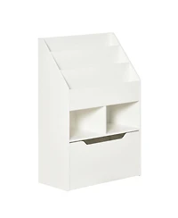 Homcom Kids Storage Bookcase Stand with Drawer for Toys & Books, White