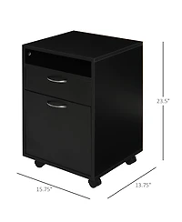 Homcom Mobile File Cabinet Organizer Office Filing Organizer w/ Key, Black