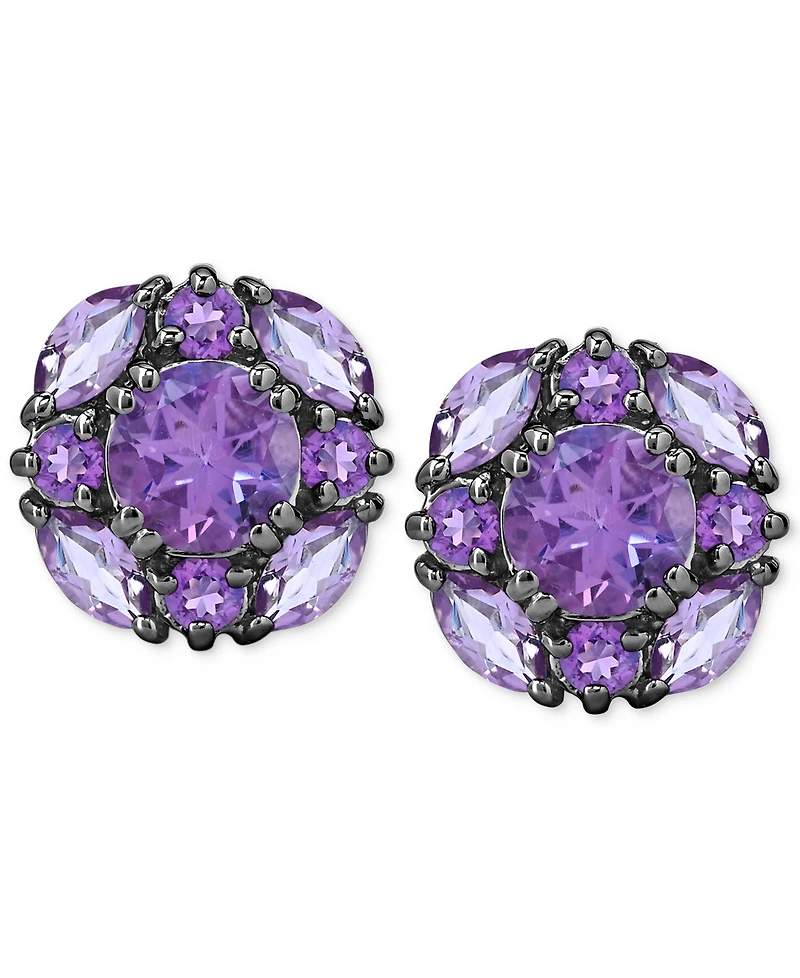 Amethyst (1-7/8 ct. t.w.) & Pink Amethyst (1 ct. t.w.) Cluster Stud Earrings in Sterling Silver