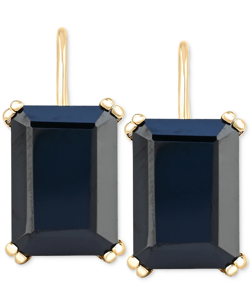 Onyx Leverback Hoop Earrings in 14k Gold-Plated Sterling Silver