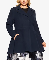 City Chic Women's Hi Lo Frill Coat