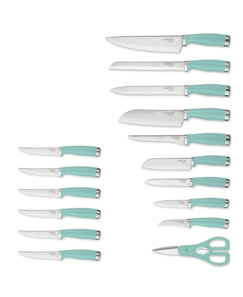 Hampton Forge 17 Piece Epicure Pistachio Block Cutlery Set