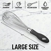Zulay Kitchen 12-Inch Stainless Steel Whisk - Balloon Tool With Soft Silicone Handle