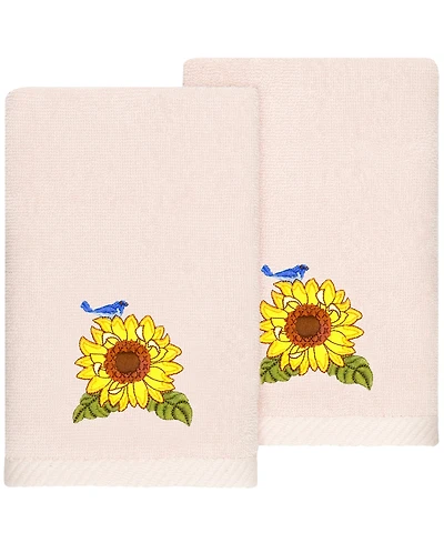 Linum Home Turkish Cotton Girasol Embellished 2-Pc. Fingertip Towel Set
