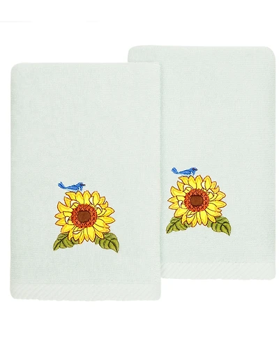 Linum Home Turkish Cotton Girasol Embellished 2-Pc. Fingertip Towel Set