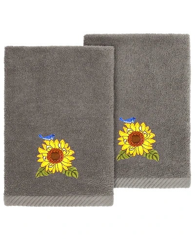 Linum Home Turkish Cotton Girasol Embellished 2-Pc. Fingertip Towel Set