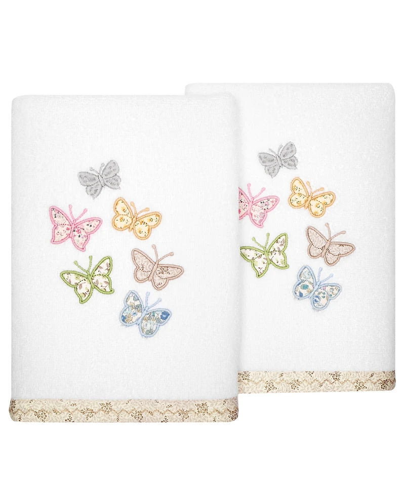 Linum Home Turkish Cotton Mariposa Embellished 2-Pc. Hand Towel Set
