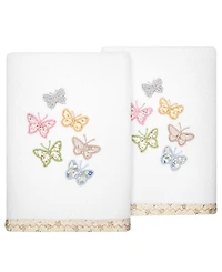 Linum Home Turkish Cotton Mariposa Embellished 2-Pc. Hand Towel Set