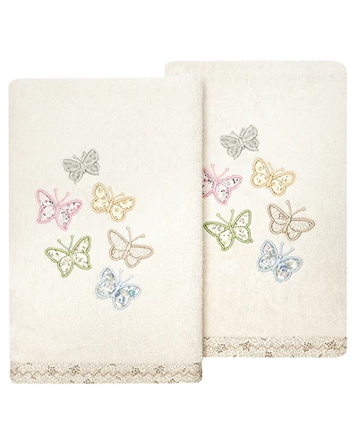 Linum Home Turkish Cotton Mariposa Embellished 2-Pc. Hand Towel Set
