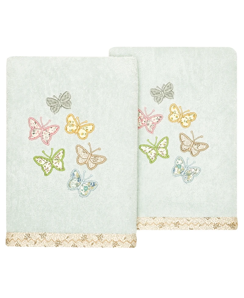 Linum Home Turkish Cotton Mariposa Embellished 2-Pc. Hand Towel Set
