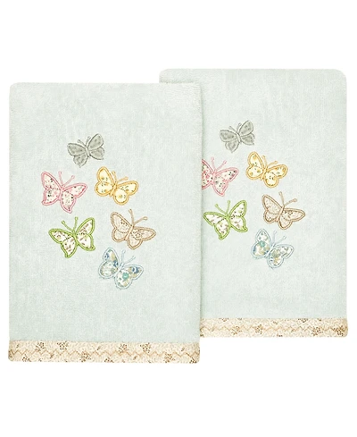 Linum Home Turkish Cotton Mariposa Embellished 2-Pc. Hand Towel Set