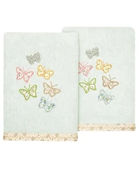 Linum Home Turkish Cotton Mariposa Embellished 2-Pc. Hand Towel Set
