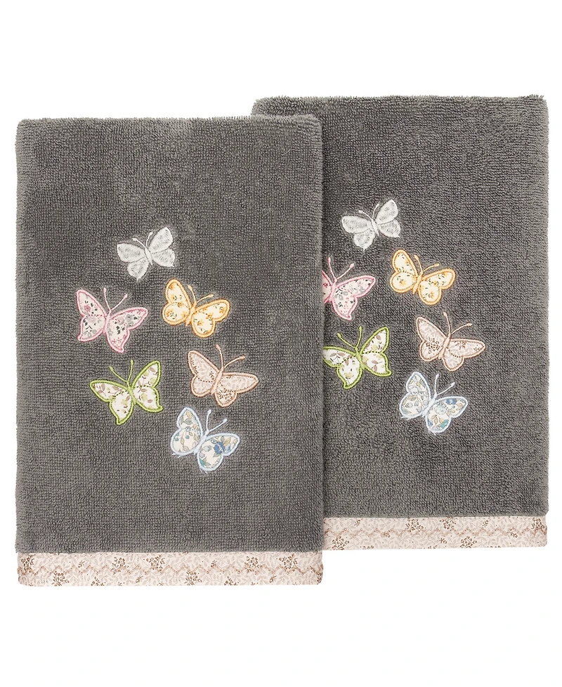 Linum Home Turkish Cotton Mariposa Embellished 2-Pc. Hand Towel Set