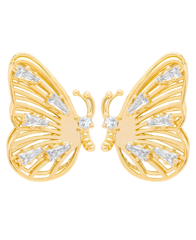 Macy's Gold Plated Cubic Zirconia Butterfly Stud Earrings