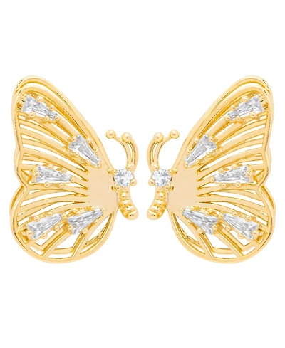 Macy's Gold Plated Cubic Zirconia Butterfly Stud Earrings