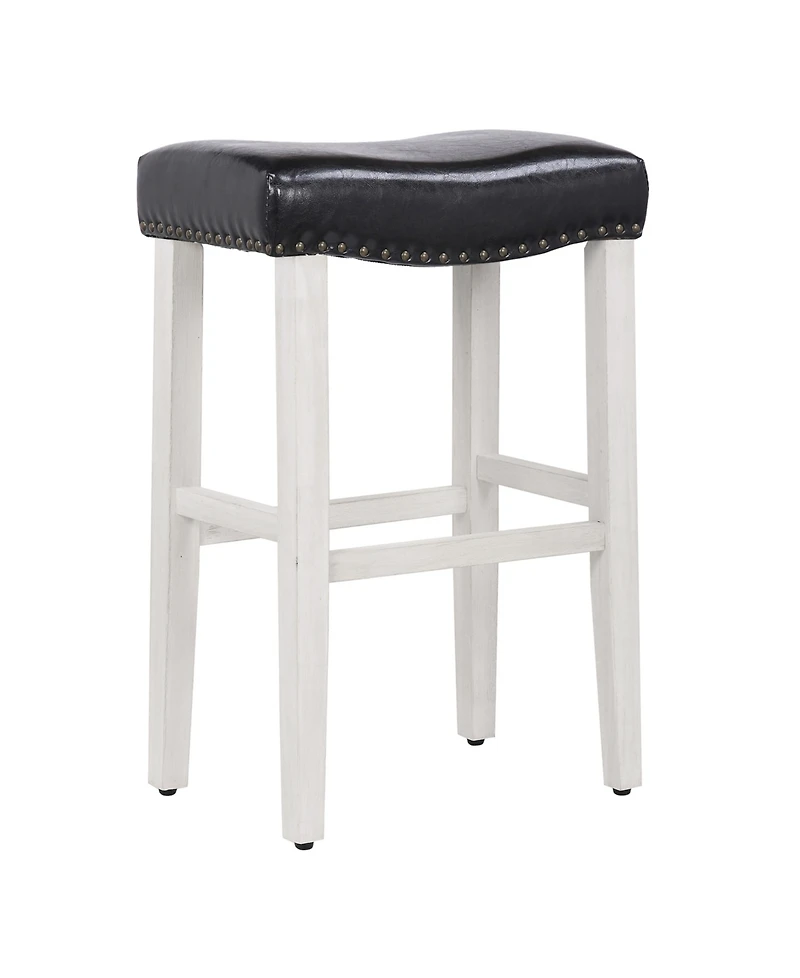 29" Upholstered Saddle Seat Faux Leather Bar Stool (Set of 2