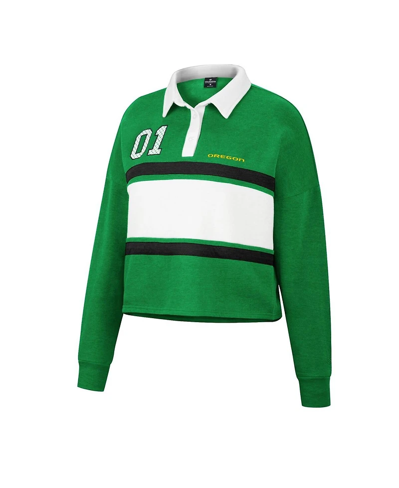 Women's Colosseum Green Oregon Ducks I Love My Job Rugby Long Sleeve Shirt