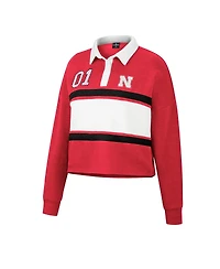 Women's Colosseum Scarlet Nebraska Huskers I Love My Job Rugby Long Sleeve Shirt