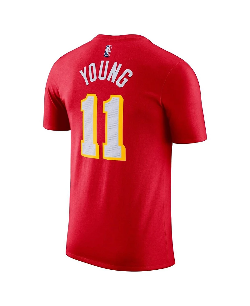 Men's Nike Trae Young Red Atlanta Hawks Icon 2022/23 Name and Number T-shirt
